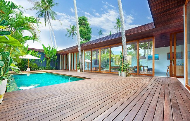 Bali villa pool deck for the Rooted Movement intensive